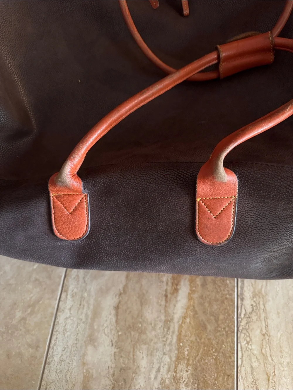 Bric's Chocolate Brown Duffel with Tan Leather Trim
